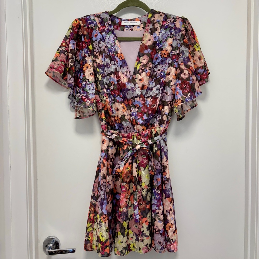 Amanda Uprichard Floral Multicolor Faux Wrap Dress